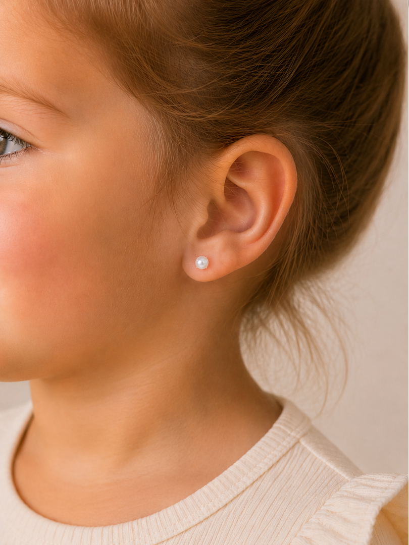 PENDIENTE BEBÉ ORO 18K PERLA 4MM
