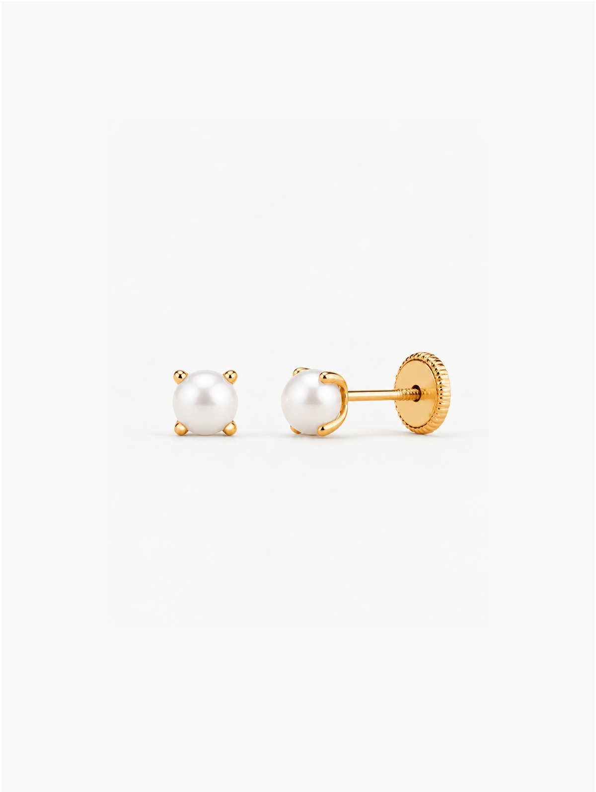 PENDIENTE BEBÉ ORO AMARILLO 18 QUILATES CON PERLA ENGARZADA 3MM - MIMMO JEWELS
