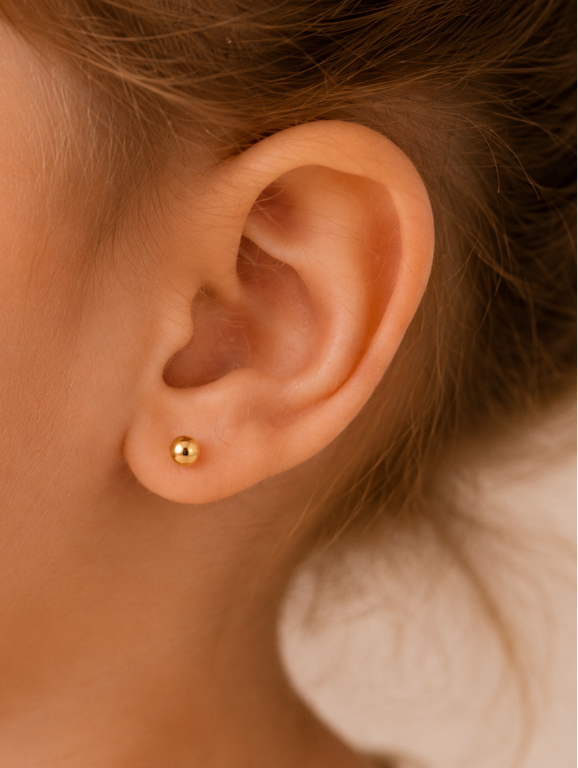 PENDIENTE BEBÉ ORO 18K BOLITA 4MM