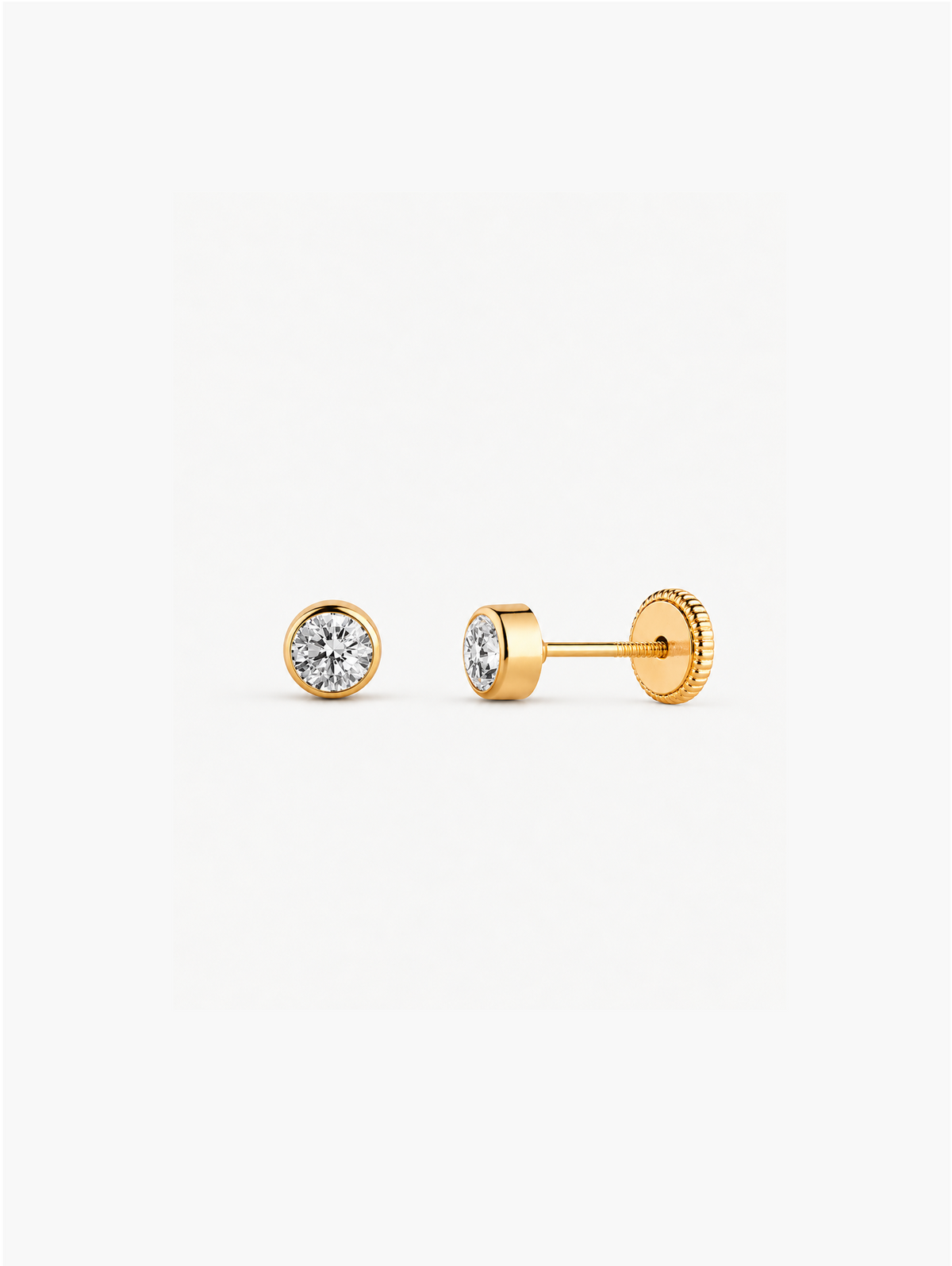 PENDIENTES BEBÉ ORO AMARILLO 18 QUILATES CHATÓN 3MM CON CIRCONITA - MIMMO JEWELS