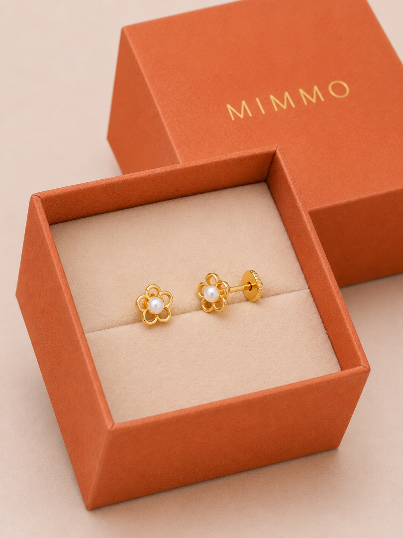 PENDIENTE BEBÉ ORO 18K FLOR CALADA