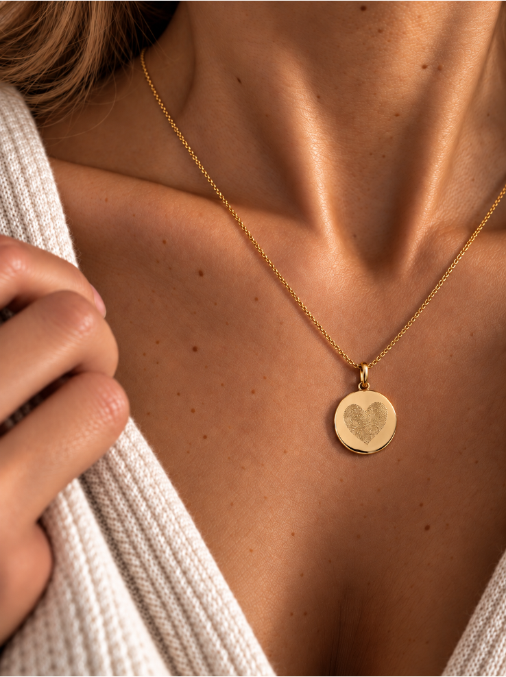 THE FINGERPRINT · COLLAR CORAZÓN | PLATA 925 CHAPADA EN ORO 18K