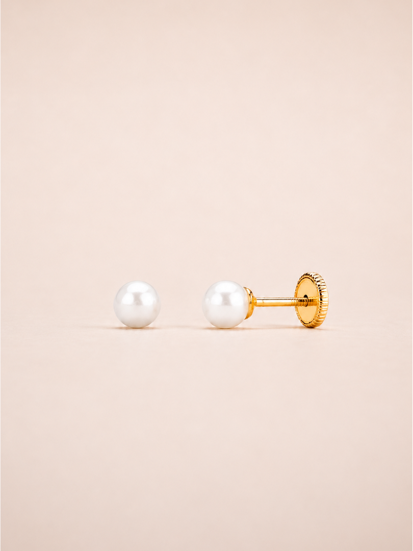 PENDIENTE BEBÉ ORO 18K PERLA 4MM