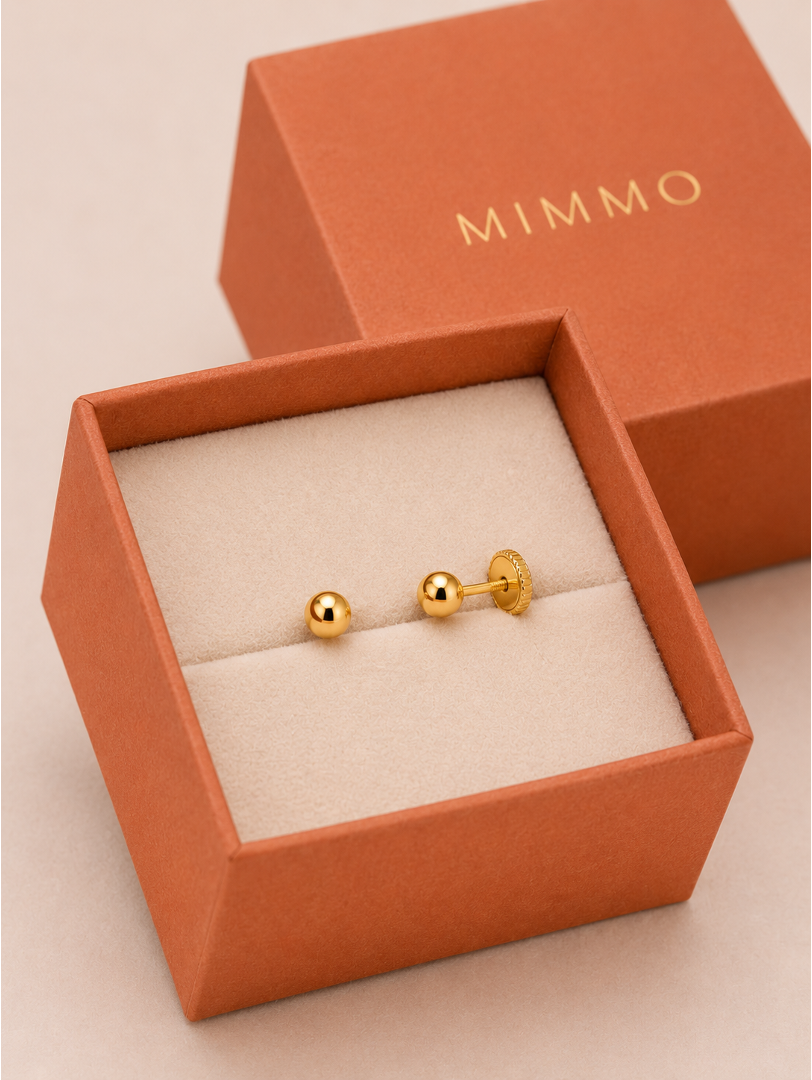 PENDIENTE BEBÉ ORO 18K BOLITA 4MM