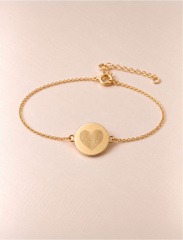 THE FINGERPRINT · PULSERA CORAZÓN | PLATA 925 CHAPADA EN ORO 18K