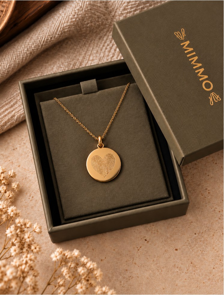 THE FINGERPRINT · COLLAR CORAZÓN | PLATA 925 CHAPADA EN ORO 18K