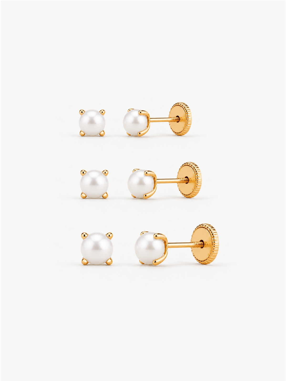 PENDIENTE BEBÉ ORO 18 QUILATES CON  PERLA ENGARZADA 3-4-5MM - MIMMO JEWELS