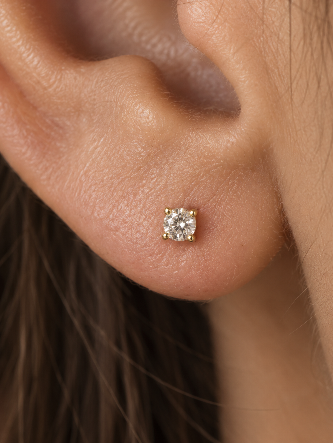 PENDIENTES SOLITARIO · DIAMANTE LAB 0,4 cts  | ORO 18K